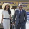 George Clooney et sa femme Amal Alamuddin quittent Venise, le 29 septembre 2014