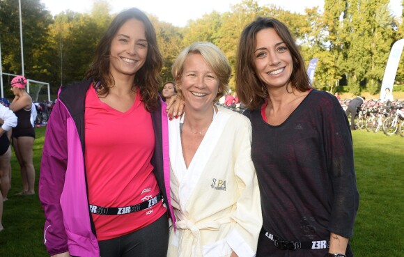 Ariane Massenet et Virginie Guilhaume au Triathlon des Roses dans le Domaine National de Saint-Cloud le 4 octobre 2014.
