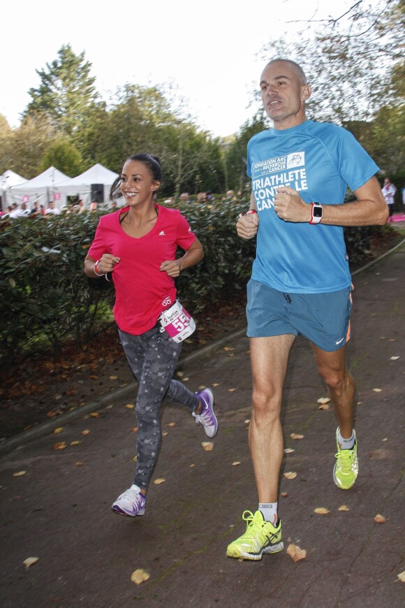 Alice Belaïdi et Laurent Weil au Triathlon des Roses dans le Domaine National de Saint-Cloud le 4 octobre 2014.