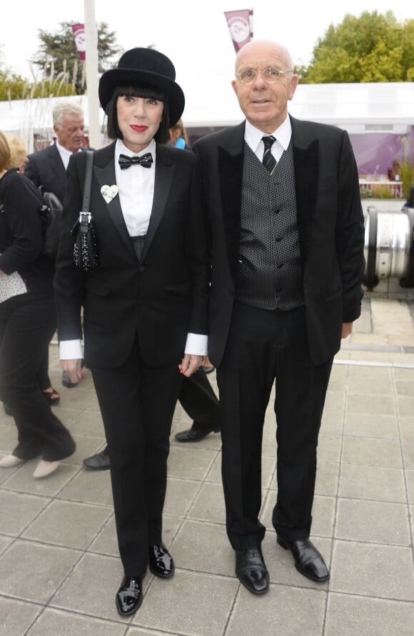 Chantal Thomass et son mari Michel Fabian lors du Qatar Prix de l'Arc de Triomphe à l'hippodrome de Longchamp à Paris, le 5 octobre 2014