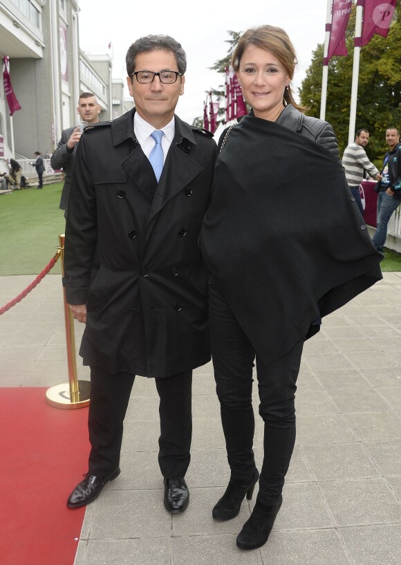 Daniela Lumbroso et son mari Eric Ghebali lors du Qatar Prix de l'Arc de Triomphe à l'hippodrome de Longchamp à Paris, le 5 octobre 2014
