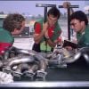 Andrea de Cesaris avec Eddie Jordan et son ingénieur lors du Grand Prix du Mexique à Mexico le 16 juin 1991