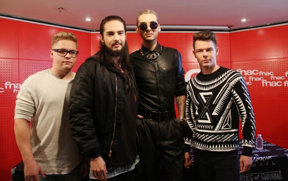 Exclusif - Gustav Schäfer, Tom et Bill Kaulitz, Georg Listing - Le groupe Tokio Hotel en dédicaces à la Fnac Saint-Lazare à Paris, le 9 octobre 2014