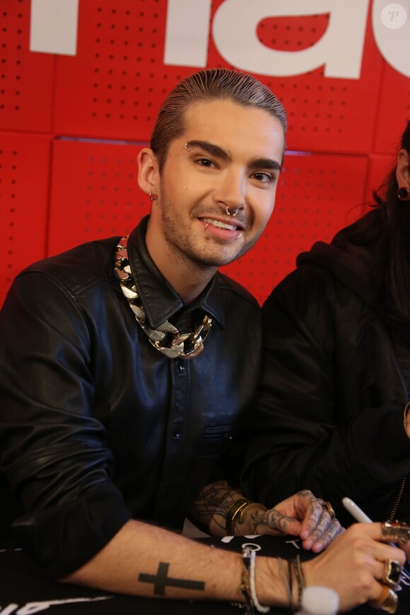 Exclusif - Bill Kaulitz - Le groupe Tokio Hotel en dédicace à la Fnac Saint-Lazare à Paris, le 9 octobre 2014