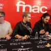 Exclusif - Gustav Schäfer, Tom et Bill Kaulitz, Georg Listing - Le groupe Tokio Hotel en dédicaces à la Fnac Saint-Lazare à Paris, le 9 octobre 2014