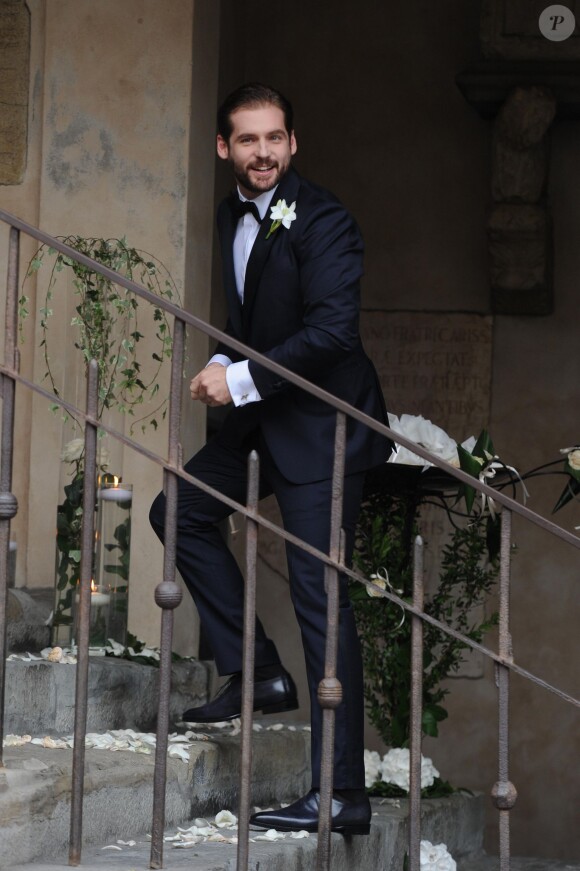 Tomaso Trussardi lors de son mariage avec Michelle Hunziker, le 10 octobre 2014 au Palazzo della Ragione à Bergame