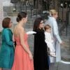 Ineke mère de Michelle Hunziker, Sole Trussardi et Aurora Ramazzotti lors du mariage de Michelle Hunziker et Tomaso Trussardi, le 10 octobre 2014 au Palazzo della Ragione à Bergame