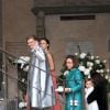 Ineke mère de Michelle Hunziker, Sole Trussardi et Aurora Ramazzotti lors du mariage de Michelle Hunziker et Tomaso Trussardi, le 10 octobre 2014 au Palazzo della Ragione à Bergame