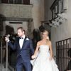 Tomaso Trussardi et Michelle Hunziker lors de leur mariage au Palazzo della Ragione à Bergame, le 10 octobre 2014