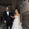 Tomaso Trussardi et Michelle Hunziker lors de leur mariage au Palazzo della Ragione à Bergame, le 10 octobre 2014
