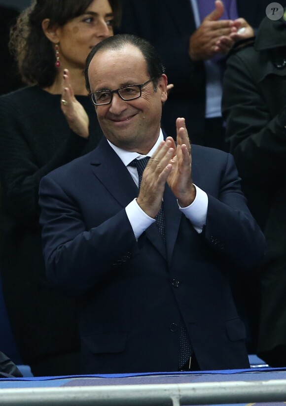 François Hollande lors du match France-Portugal (2-1) au Stade de France à Saint-Denis, le 11 octobre 2014