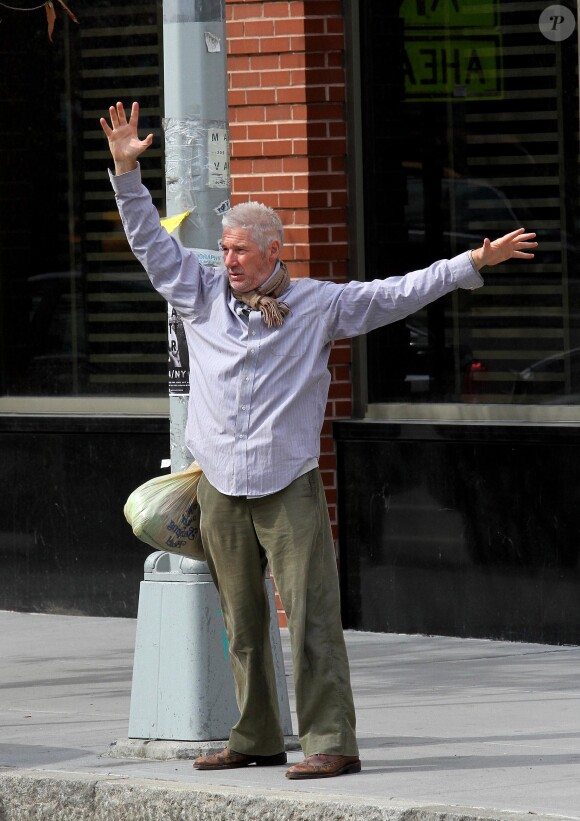 Richard Gere sur le tournage du film Time Out of Mind à New York le 1er avril 2014