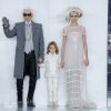 Karl Lagerfeld, son filleul Hudson Kroenig et Cara Delevingne - Final du défilé de mode Haute-Couture printemps-été 2014 "Chanel" au Grand Palais à Paris. Le 21 janvier 2014