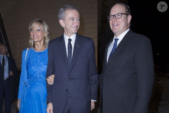 Bernard Arnault avec sa femme Hélène et le Prince Albert de Monaco - Inauguration du musée de la Fondation Louis Vuitton à Paris le 20 octobre 2014. 