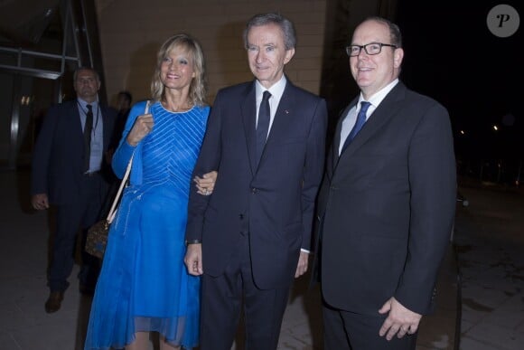 Bernard Arnault avec sa ravissante femme Hélène et le Prince Albert de Monaco - Inauguration du musée de la Fondation Louis Vuitton à Paris le 20 octobre 2014. 