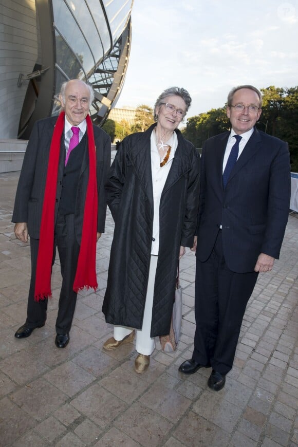 Pierre Rosenberg, Béatrice de Rothschild et Renaud Donnedieu de Vabres - Inauguration du musée de la Fondation Louis Vuitton à Paris le 20 octobre 2014. 