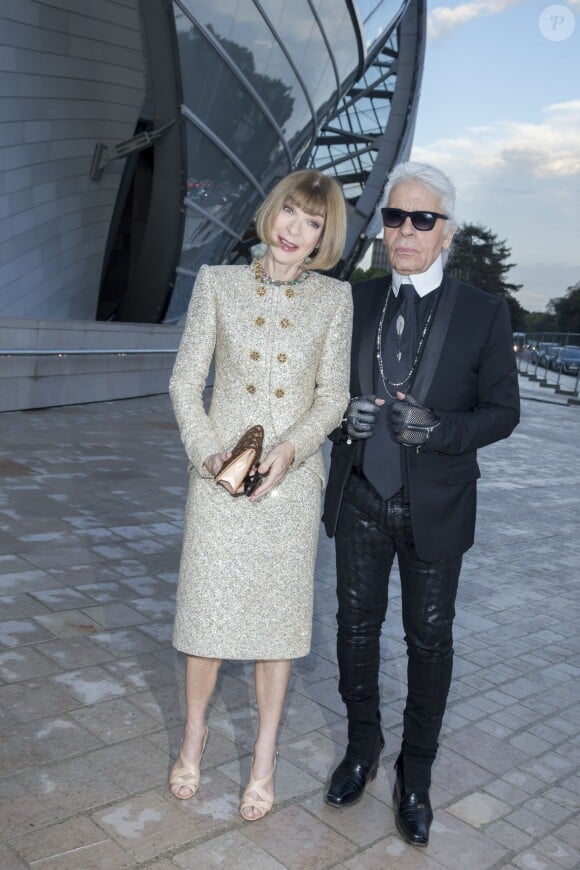 Anna Wintour et Karl Lagerfeld - Inauguration du musée de la Fondation Louis Vuitton à Paris le 20 octobre 2014. 