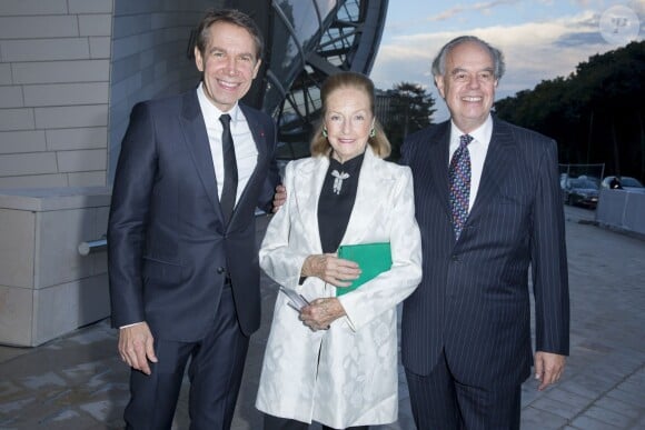 Jeff Koons, Doris Bruner et Frédéric Mitterrand - Inauguration du musée de la Fondation Louis Vuitton à Paris le 20 octobre 2014. 