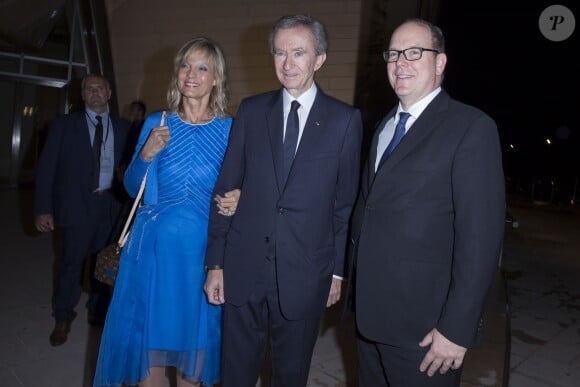 Bernard Arnault avec sa ravissante femme Hélène et le Prince Albert de Monaco - Inauguration du musée de la Fondation Louis Vuitton à Paris le 20 octobre 2014.