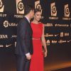 Cristiano Ronaldo glisse un mot dans l'oreille de sa belle Irina Shayk à la soirée de remise des trophées de la Liga, à Madrid le 27 octobre 2014