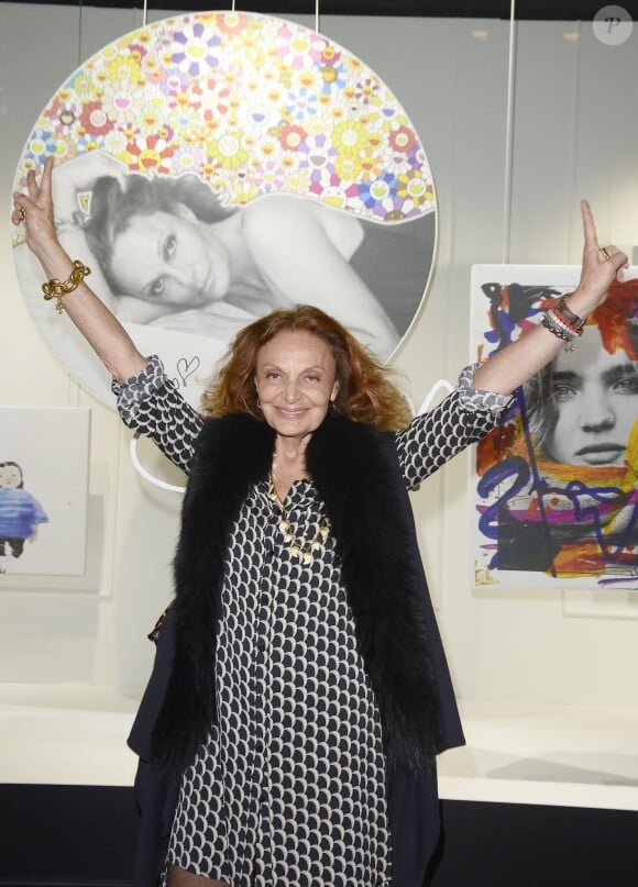Exclusif - Diane von Fürstenberg - Les Galeries Lafayette lancent la Fashion Week avec Diane von Fürstenberg lors du vernissage de l'exposition "Fashion Icons" devant la vitrine boulevard Haussmann à Paris, le 24 septembre 2014. 