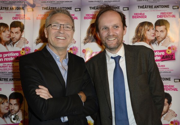 Laurent Ruquier et Jean-Marc Dumontet - 150e représentation de la pièce "Je préfère qu'on reste amis" au théâtre Antoine, à Paris, le 5 novembre 2014.