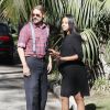 Zoe Saldana, très enceinte, et son mari Marco Perego rendent visite à des amis à Beverly Hills, le 9 novembre 2014.
