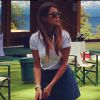 L'animatrice Karine Ferri lors du Evian Championship : initiation au golf, le 14 septembre 2014