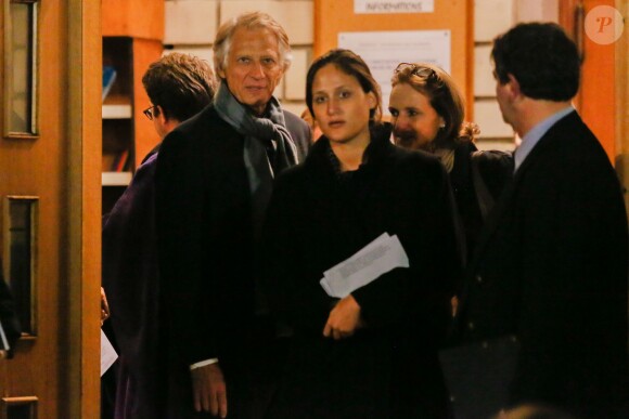 Dominique de Villepin, sa femme Marie-Laure le Guay de Villepin et sa fille Victoire lors de la messe en hommage à Xavier de Villepin en l'église Notre Dame de Grâce de Passy à Paris, le 12 novembre 2014