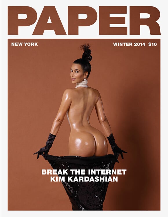 Kim Kardashian présente son joli postérieur en couverture du magazine Paper. Numéro d'hiver 2014.