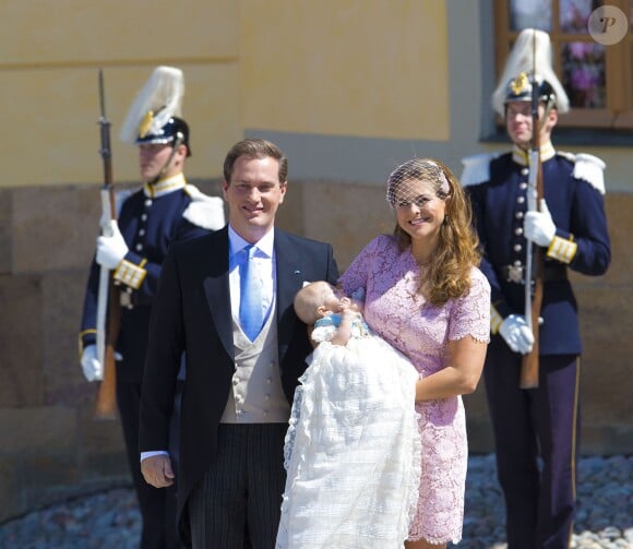 La princesse Madeleine et son mari Christopher O'Neill avec leur fille la princesse Leonore - Baptême de la princesse Leonore à Stockholm en Suède le 8 juin 2014.