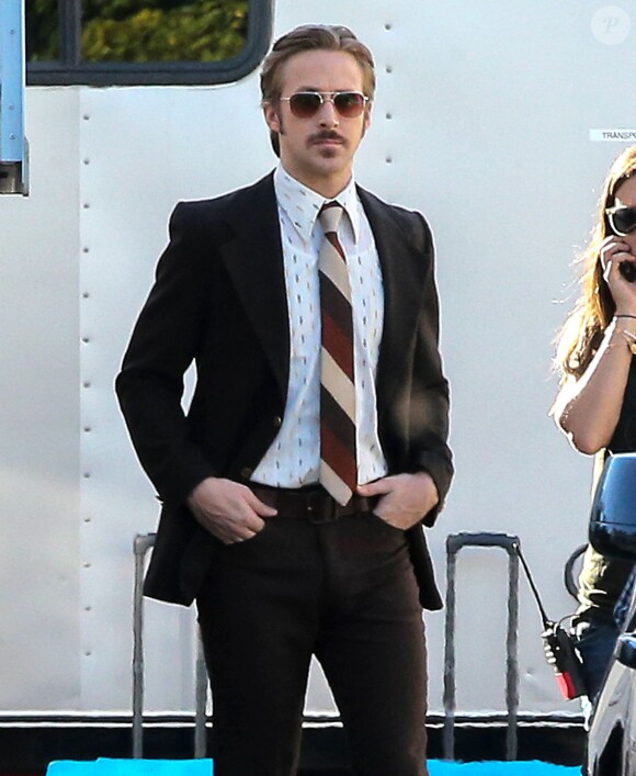 Exclusif - Le jeune papa Ryan Gosling fait sa première apparition en public en retournant travailler sur le tournage de "The Nice Guys" à Atlanta, le 24 octobre 2014.