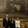 Le roi Felipe VI et la reine Letizia d'Espagne ont été reçus au palais Montecitorio (siège de la Chambre des députés) par Laura Boldrini, le 19 novembre 2014, lors de leur visite officielle inaugurale.