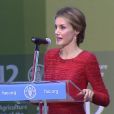 La reine Letizia d'Espagne s'exprimant devant l'Organisation des Nations unies pour l'Alimentation et l'Agriculture à Rome le 20 novembre 2014