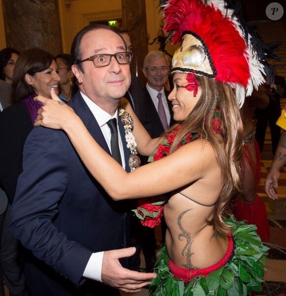 François Hollande à l'Hôtel de ville de Paris le 21 novembre 2014 pour le dîner annuel du CREFORM. 