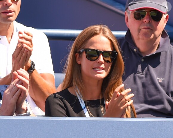 Kim Sears, stressée lors du match de son homme Andy Murray au premier tour de l'US Open à l'USTA Billie Jean King National Tennis Center de New York le 26 août 2014