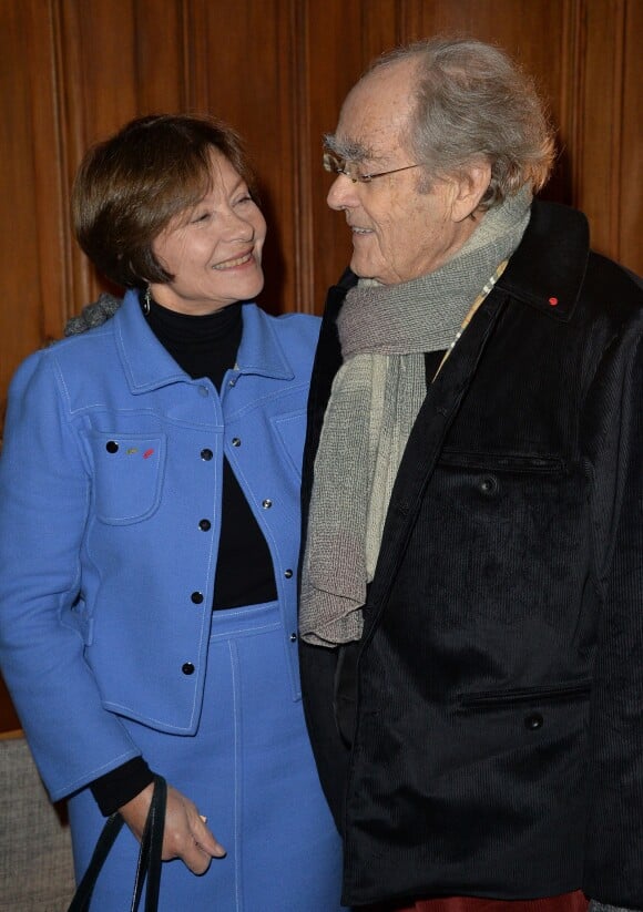 Macha Méril et son mari Michel Legrand - Remise du Prix Philippe Caloni 2014 à la Scam (Société Civile des Auteurs Multimedias) à Paris le 25 novembre 