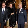  Fran&ccedil;ois Hollande recevait le roi de Su&egrave;de Carl XVI Gustaf et son &eacute;pouse la reine Silvia au palais de l'Elys&eacute;e pour un d&icirc;ner officiel le 2 d&eacute;cembre 2014 &agrave; Paris 