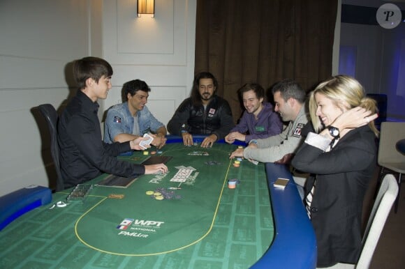 Taïg Khris, Moundir, Erwann Pecheux et Brian Benhamou - Soirée World Poker Tour National Paris organisée par PMU.fr au Cercle Clichy Montmartre à Paris le 5 décembre 2014.