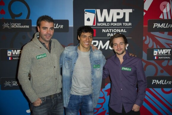 Brian Benhamou, Taïg Khris et Erwann Pecheux - Soirée World Poker Tour National Paris organisée par PMU.fr au Cercle Clichy Montmartre à Paris le 5 décembre 2014.