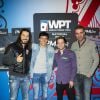 Moundir, Taïg Khris et Erwann Pecheux, Brian Benhamou - Soirée World Poker Tour National Paris organisée par PMU.fr au Cercle Clichy Montmartre à Paris le 5 décembre 2014.