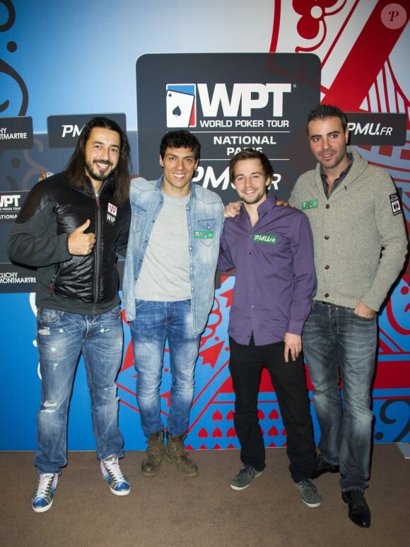 Moundir, Taïg Khris et Erwann Pecheux, Brian Benhamou - Soirée World Poker Tour National Paris organisée par PMU.fr au Cercle Clichy Montmartre à Paris le 5 décembre 2014.