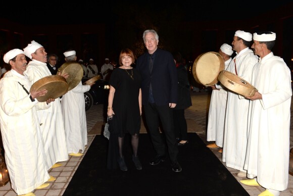 Alan Rickman et sa compagne Rima Horton assistent au dîner Dior lors du 14ème festival international de Marrakech. Le 7 décembre 2014.