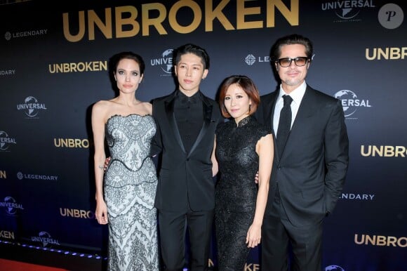 Angelina Jolie, Melody Ishihara, Miyavi Ishihara et Brad Pitt - Première du film "Invincible" à Sydney en Australie le 17 novembre 2014. 