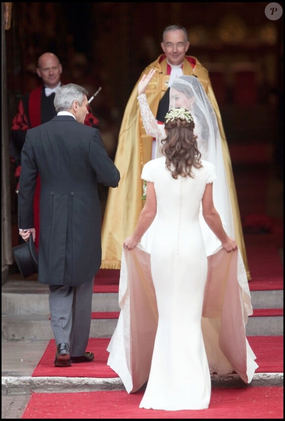 Pippa Middleton lors du mariage de sa soeur Kate et du prince William à l'abbaye de Westminster. Londres, avril 2011.