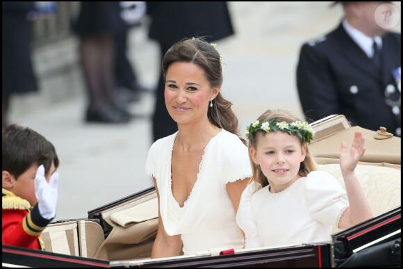 Pippa Middleton lors du mariage de sa soeur Kate et du prince William à l'abbaye de Westminster. Londres, avril 2011.