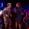 Michael Youn, alias Fatal Bazooka, et Shy'm  sur la scène  des NRJ Music Awards 2014, à Cannes, le samedi 13 décembre 2014 sur TF1.