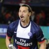 Zlatan Ibrahimovic lors de la cérémonie de la remise du trophée de Champion de France, le 17 mai 2014 au Parc des Princes à Paris