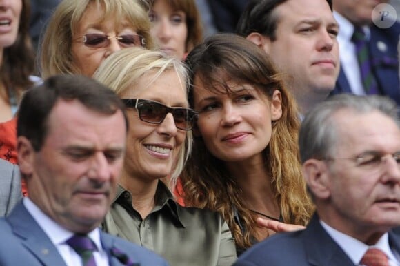 Martina Navratilova et sa compagne Julia lors de la finale dame de Wimbledon le 7 juillet 2012