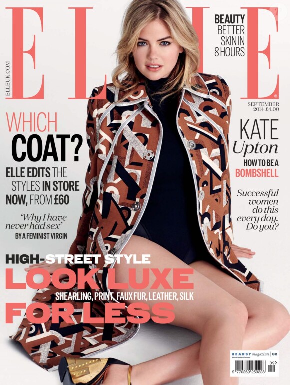 Kate Upton en couverture du numéro de septembre 2014 de l'édition britannique du magazine ELLE.